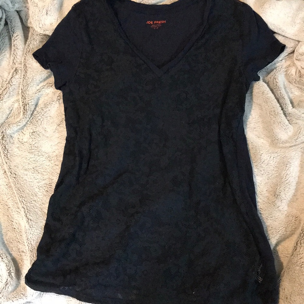 Joe Fresh lace short sleeve V neck